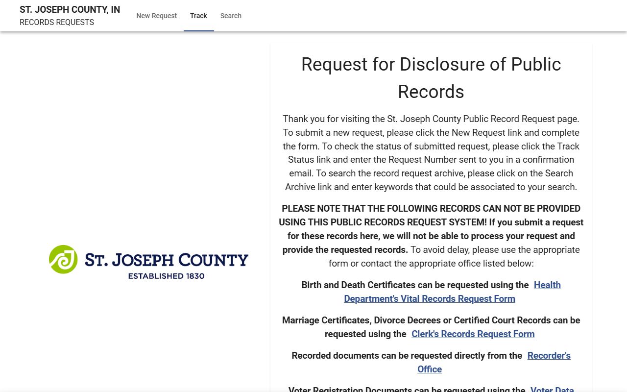Mishawaka City Clerk resource page for divorce decree records in Mishawaka Indiana