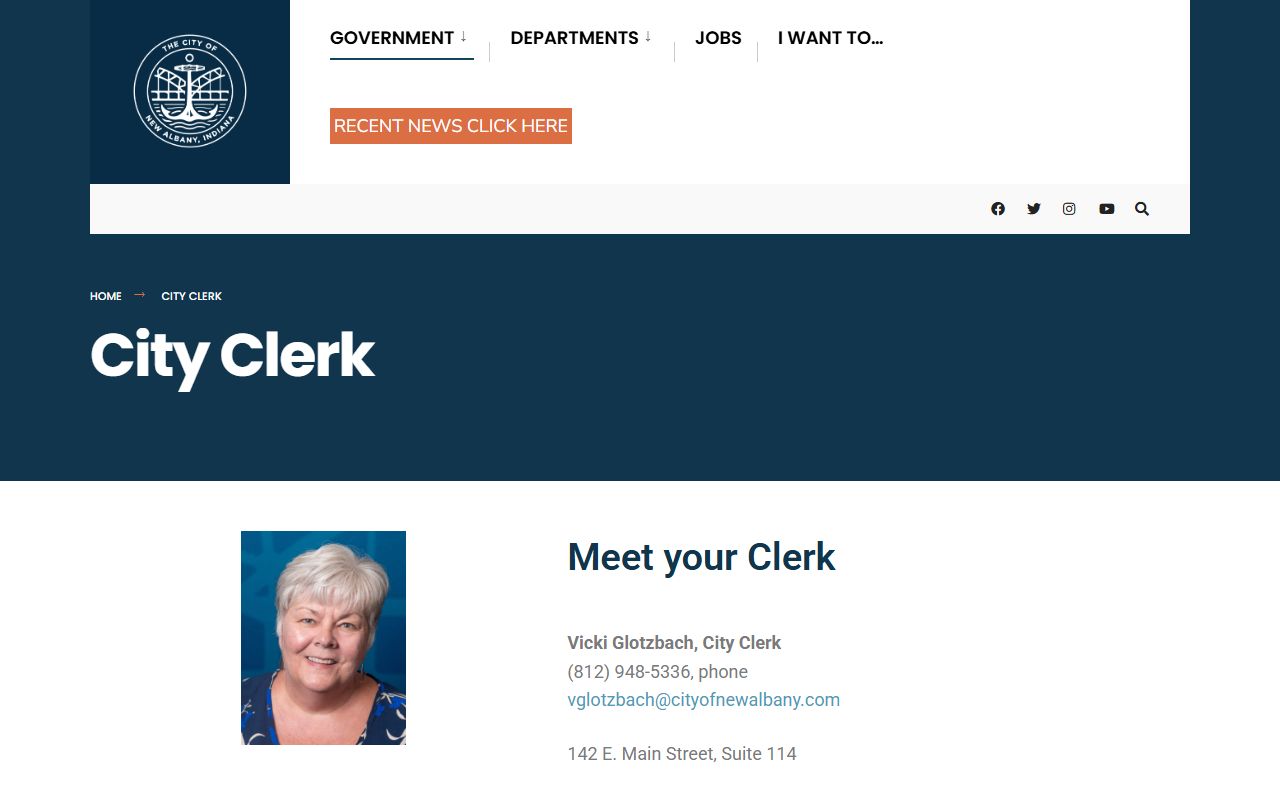New Albany City Clerk resource page for divorce decree records in New Albany Indiana