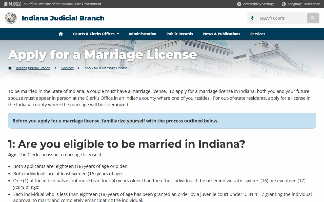 Bartholomew County Clerk's Office for divorce decree records in Bartholomew County Indiana