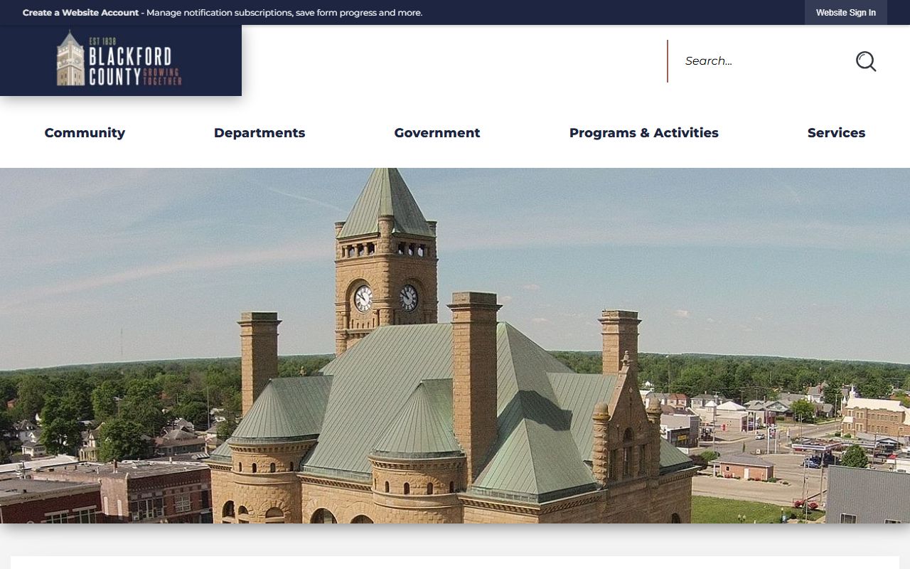 Blackford County Clerk office for divorce decree records in Blackford County Indiana