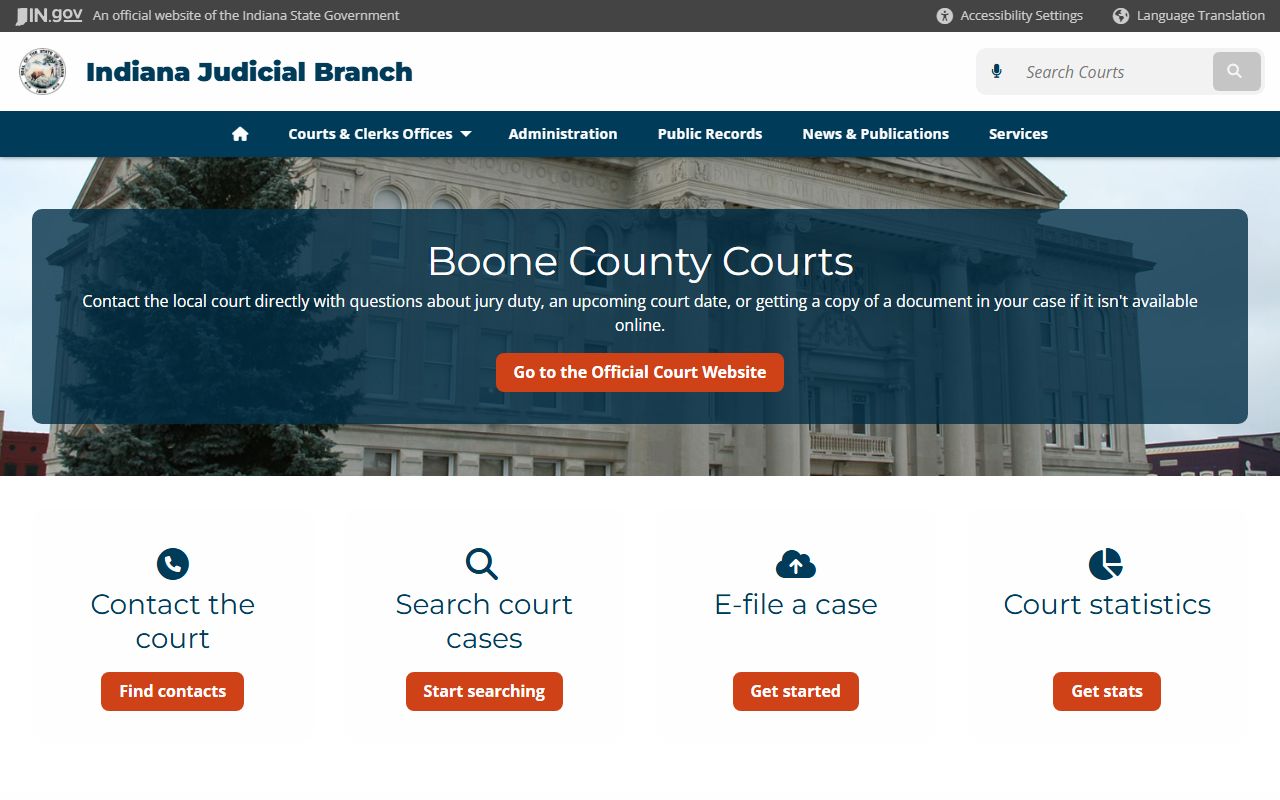 Boone County Clerk's Office for divorce decree records in Boone County Indiana