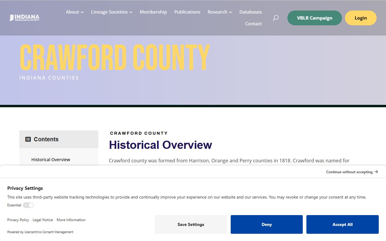 Crawford County Clerk's Office for divorce decree records in Crawford County Indiana