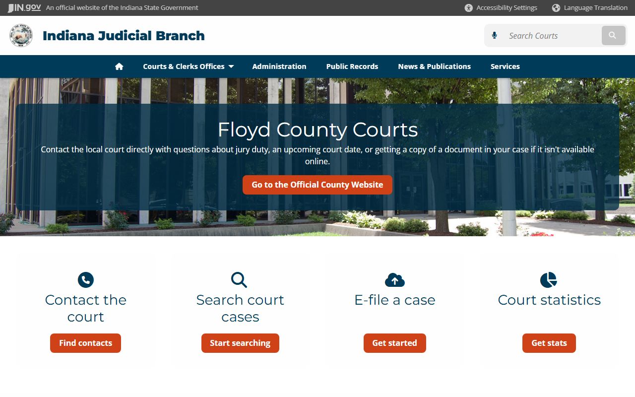 Floyd County Clerk resource page for divorce decree records
