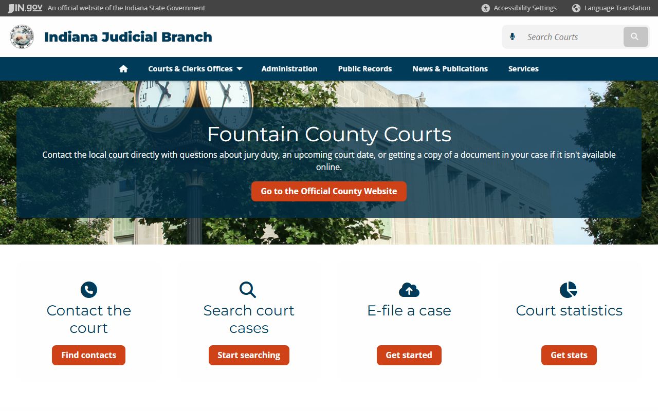 Fountain County Clerk's Office for divorce decree records in Fountain County Indiana