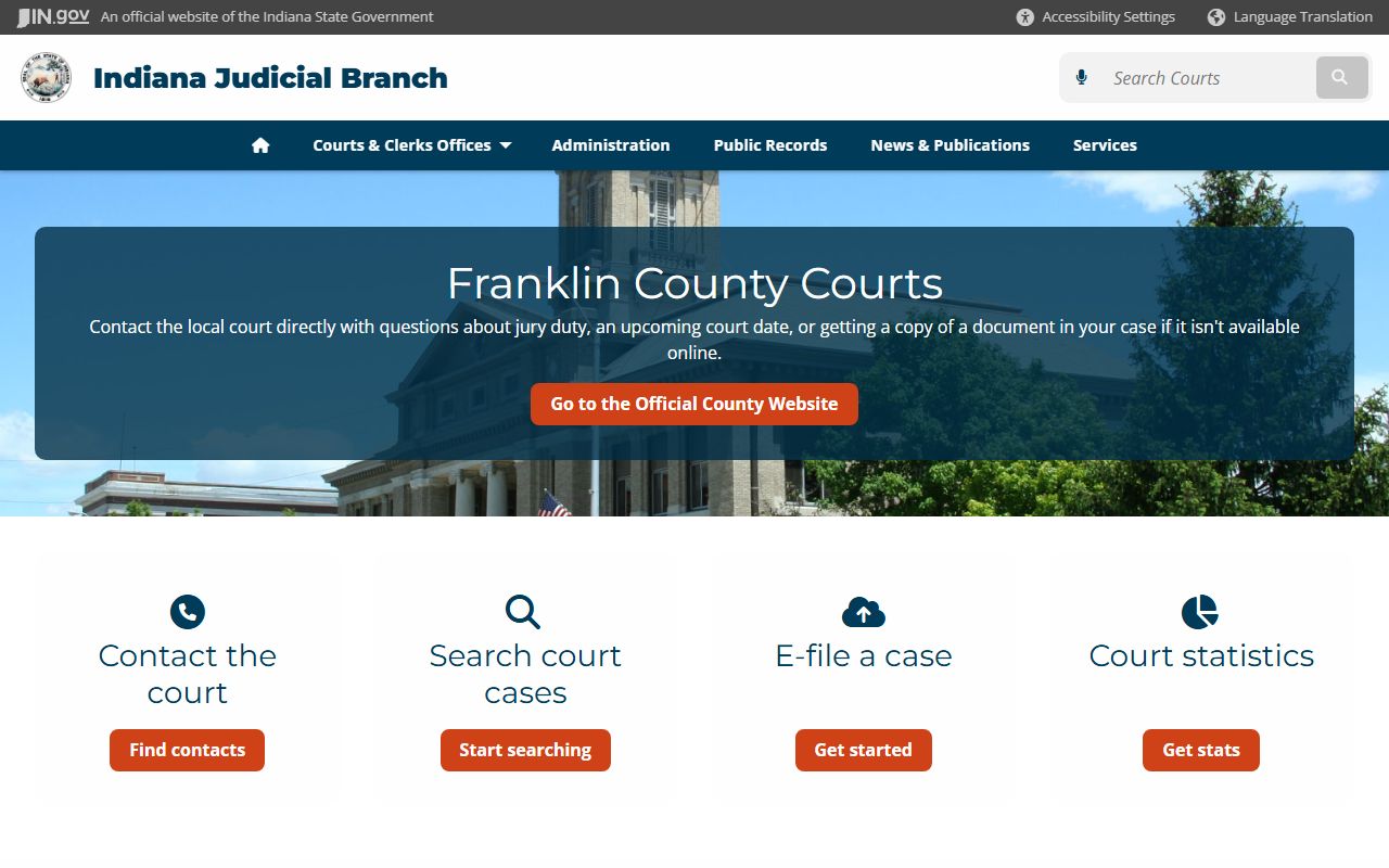 Franklin County Clerk's Office for divorce decree records in Franklin County Indiana