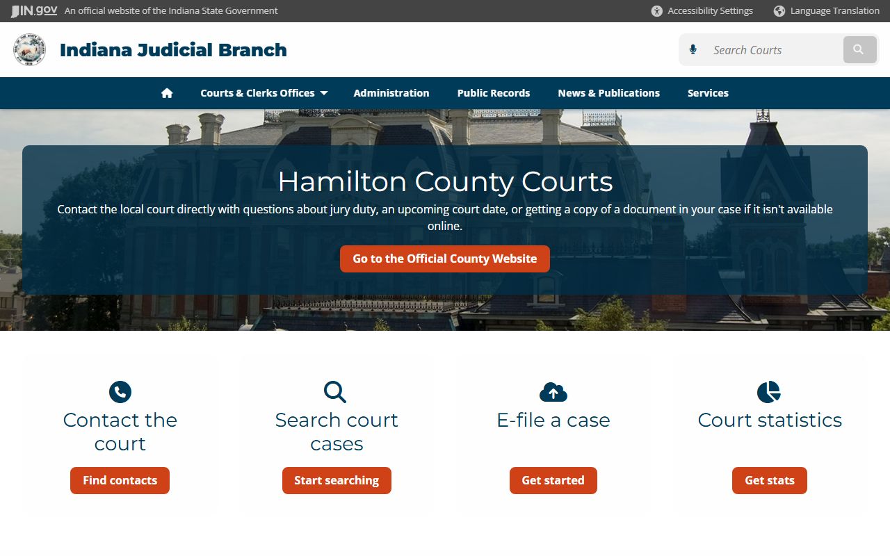 Hamilton County Clerk resource page for divorce decree records in Hamilton County Indiana
