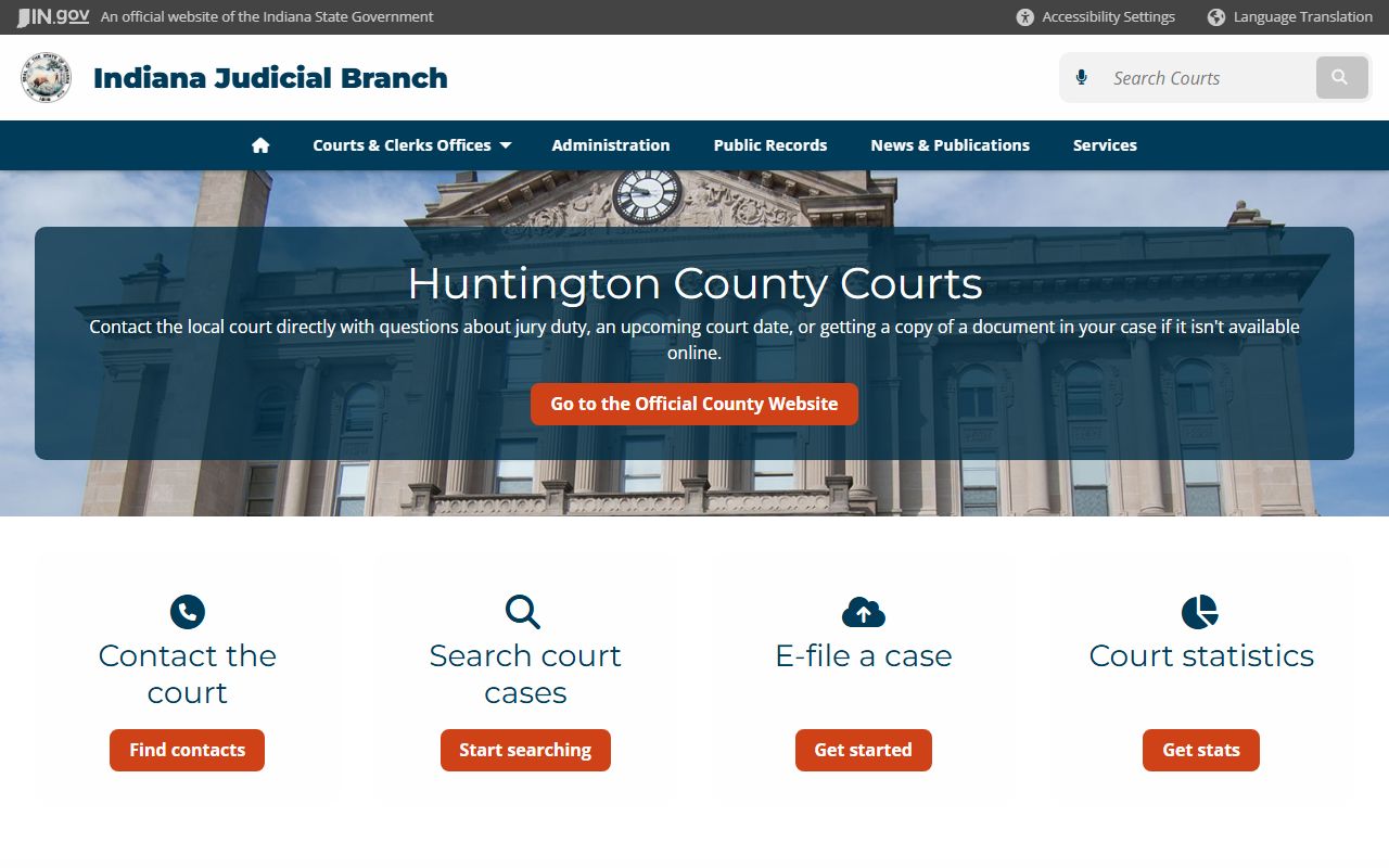 Huntington County Clerk resource page for divorce decree records in Huntington County Indiana