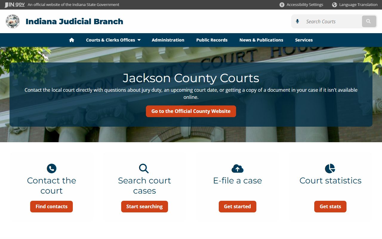 Jackson County Clerk resource page for divorce decree records in Jackson County Indiana