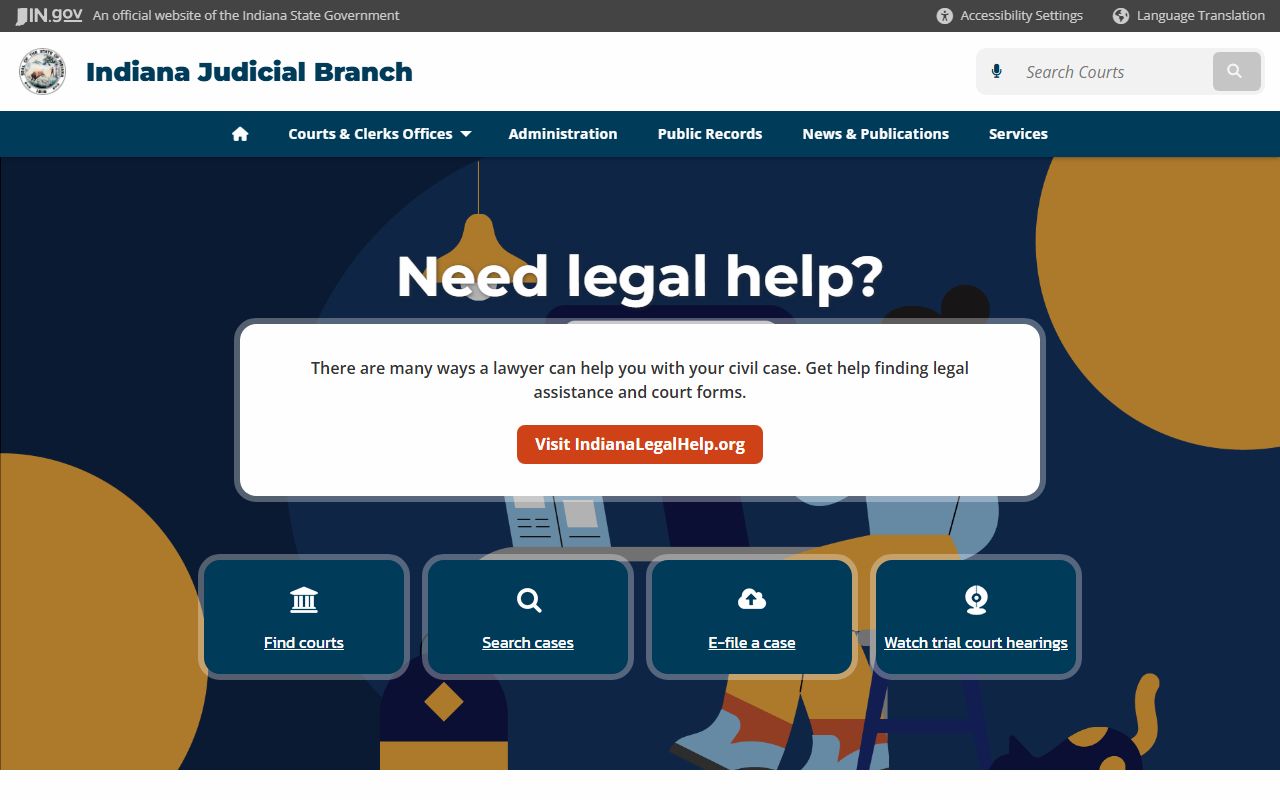 Indiana Judicial Branch LaGrange County page for divorce decree records in LaGrange County Indiana