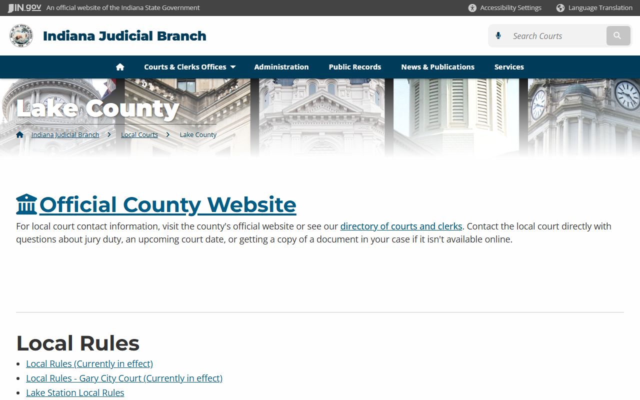 Lake County Clerk of Circuit and Superior Court page for divorce decree records in Lake County Indiana