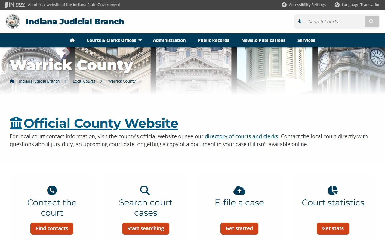 Warrick County Clerk resource for divorce decree records in Warrick County Indiana