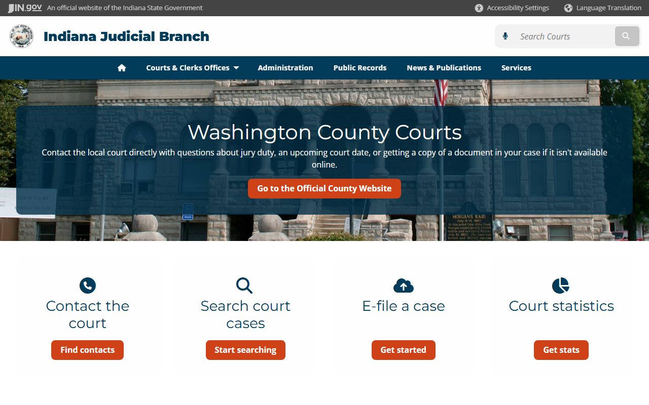Washington County Clerk resource for divorce decree records in Washington County Indiana
